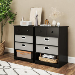 Gainoom 4-Drawer Dresser Bedside Table Modern Chest Storage Organizer With Open Shelves - thumbnail 5