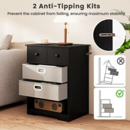 Gainoom 4-Drawer Dresser Bedside Table Modern Chest Storage Organizer With Open Shelves - thumbnail 9