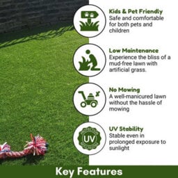 "London 45mm Artificial Grass, Extra Premium Pet-Friendly Outdoor Artificial Grass, 10 Years Warranty-7M(23') X 4M(13'1"")-28M²" - thumbnail 2
