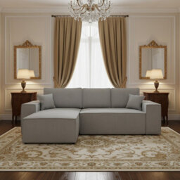 Malaga L Shaped Mdf Corner Sofa Bed With Storage Dl Pull Out Seat Loose Back Cushions 279X94X181 Light Grey Left - thumbnail 2