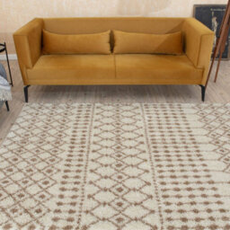 The Rugs Soft Moroccan Diamond Shaggy Rugs And Runners High Pile Ivory And Beige Living Room Kitchen Hallway 1030 - thumbnail 8