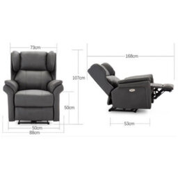 More4Homes Electric Powered Recliner Chair With Wingback Design And Usb Charger Port In Slate Bonded Leather - thumbnail 9
