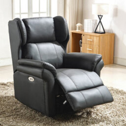 More4Homes Electric Powered Recliner Chair With Wingback Design And Usb Charger Port In Slate Bonded Leather