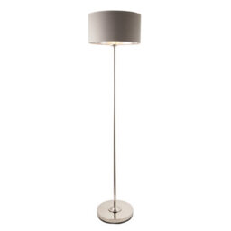 Loops Elegant 1500mm Tall Floor Lamp With Charcoal Shade And Bright Nickel Finish - thumbnail 1