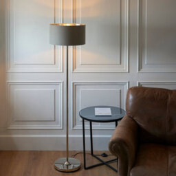 Loops Elegant 1500mm Tall Floor Lamp With Charcoal Shade And Bright Nickel Finish - thumbnail 3