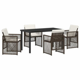 Berkfield Modern Garden Dining Set 5 Pcs Brown Poly Rattan