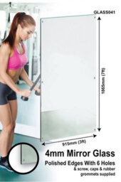 Mirroroutlet Bathroom Or Circuitt 4mm Sheet Mirror Glass 6 Holes Polished Edges 213 X 91Cm, 7Ft X 3Ft: Safety Backed
