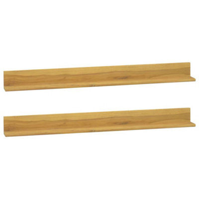 Berkfield Wall Shelves 2 Pcs 110X10X10 Cm Solid Wood Teak - image 1