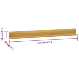 Berkfield Wall Shelves 2 Pcs 110X10X10 Cm Solid Wood Teak - thumbnail 7
