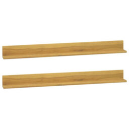 Berkfield Wall Shelves 2 Pcs 110X10X10 Cm Solid Wood Teak - thumbnail 1