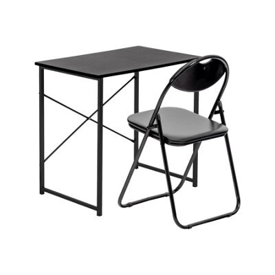 Harbour Housewares Wooden Desk & Chair Set - Black/black - Durable Compact Wooden Office Bedroom Study Desk & Chair Set - image 1