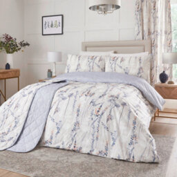 Dreams & Drapes Wild Stems Pair Of Blue Pencil Pleat Curtains With Tie-Backs - thumbnail 4