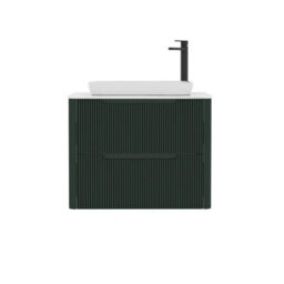 Royal Bathrooms Avenza 800mm Deep Moss Green Wall Hung Bathroom Countertop Vanity Unit 2 Drawer With Qubix Basin - thumbnail 6