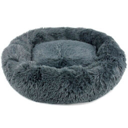 Actiaspet Dog Cat Bed Fluffy Donut Kitten Puppy Pet Cushion Calming Mattress L (Dark Grey) - thumbnail 1