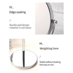 Dyzi Silver Double-Sided Circular Crystal Style Glass Metal Makeup Mirror  1X/10X Magnification - thumbnail 4
