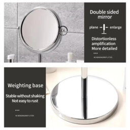 Dyzi Silver Double-Sided Circular Crystal Style Glass Metal Makeup Mirror  1X/10X Magnification - thumbnail 6