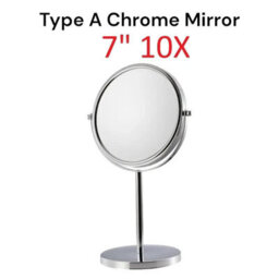 Dyzi Silver Double-Sided Circular Crystal Style Glass Metal Makeup Mirror  1X/10X Magnification - thumbnail 2