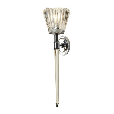 Elegant Twin Wall Light Sconce With Ribbed Glass And Led Polished Chrome Finish