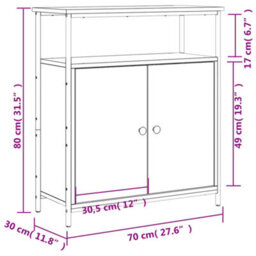 Vidaxl Sideboard Smoked Oak 70X30X80 Cm Engineered Wood - thumbnail 3