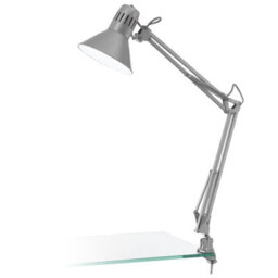 Adjustable Silver Steel Table Desk Lamp With E27 Bulb Socket - thumbnail 1
