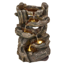 Living And Home Rustic Faux Wood Root Solar-Powered Water Fountain With Led Lighting, Perfect For Garden And Patio - thumbnail 2