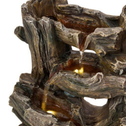 Living And Home Rustic Faux Wood Root Solar-Powered Water Fountain With Led Lighting, Perfect For Garden And Patio - thumbnail 4