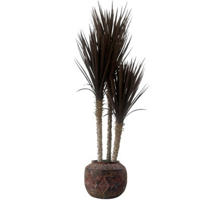 Pegdev - Pdl 155Cm Artificial Yukka Tree With Uv Resistant Spiky Leaves In Aztec Diamond Large Planter Dark Red/brown Faux Tree - image 1