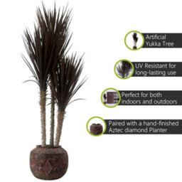Pegdev - Pdl 155Cm Artificial Yukka Tree With Uv Resistant Spiky Leaves In Aztec Diamond Large Planter Dark Red/brown Faux Tree - thumbnail 2