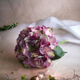 Artificial Silk Hydrangea Stem, Antique Purple. H42 Cm. - thumbnail 2