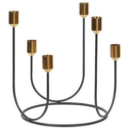 Beliani Candle Holder Panay Metal 25 Cm Black