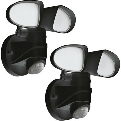 2 Pack Ip44 Outdoor Wall Lights With Pir Sensor - Modern 6W Led Lamps In Black Plastic - image 1
