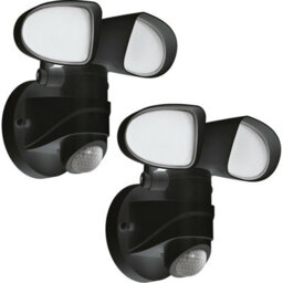 2 Pack Ip44 Outdoor Wall Lights With Pir Sensor - Modern 6W Led Lamps In Black Plastic