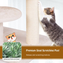 Costway Modern Cat Tower W/ Top Perch Indoor Cat Tree Cattail Fluff Condo - thumbnail 6