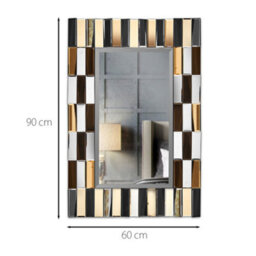 CARME Home Knightsbridge - Luxury Large Rectangular Wall Mirror Bevelled Decorative 3D Mirrored Glass Effect Design For Bedroom Living Room H - thumbnail 3