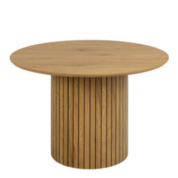 Wyld Haus Rome Round Wild Oak-Effect Dining Set With 4 Light Brown Fabric Chairs - thumbnail 5