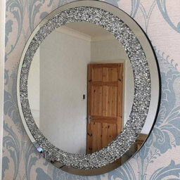 Biznest Large Jewel Round Wall Mirror Loose Diamante New Crystal Decor Mirror Gift 60Cm - thumbnail 2