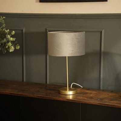 Valuelights Charles Gold Table Lamp With Grey Velvet Shade - image 1
