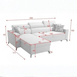Baltico I Mini Modern Corner Sofa Bed Has Adjustable Profiled Headrests Storage Compact Fabric Lshape Settee Black Right - thumbnail 4