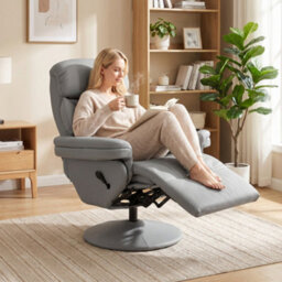 Homcom Upholstered Reclining Armchair With Adjustable Backrest, Grey - thumbnail 8
