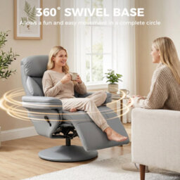 Homcom Upholstered Reclining Armchair With Adjustable Backrest, Grey - thumbnail 6