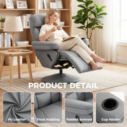 Homcom Upholstered Reclining Armchair With Adjustable Backrest, Grey - thumbnail 5