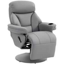 Homcom Upholstered Reclining Armchair With Adjustable Backrest, Grey - thumbnail 2