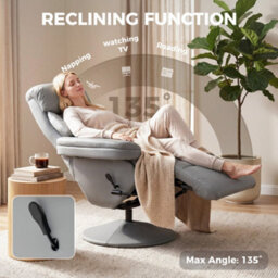 Homcom Upholstered Reclining Armchair With Adjustable Backrest, Grey - thumbnail 4