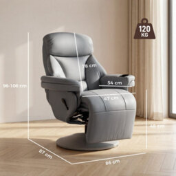 Homcom Upholstered Reclining Armchair With Adjustable Backrest, Grey - thumbnail 3