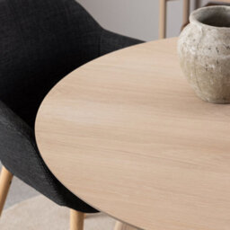 Furniture To Go Townsville Round Dining Table In White And Oak Included 4 Batilda Dining Chairs With Grey Fabric And Oak - thumbnail 4