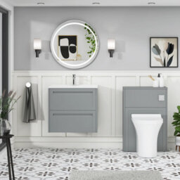 Royal Bathrooms Elmore 600mm Traditional Wall Hung 2 Drawer Bathroom Vanity Unit With Ceramic Basin Sink - Matt Pebble Grey - thumbnail 4