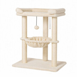 Skylos Cat Tree Tower Bed With Hammock Scratching Post Large Perch Beige - thumbnail 2