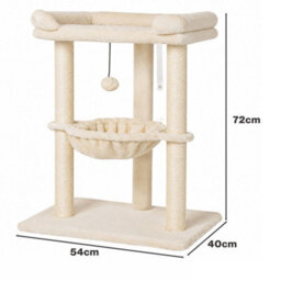 Skylos Cat Tree Tower Bed With Hammock Scratching Post Large Perch Beige - thumbnail 4