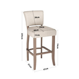 Living And Home Bar Stools Set Of 2 Beige Linen Bar Stools Chair Height For Kitchen Island Cafe - thumbnail 7