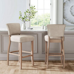 Living And Home Bar Stools Set Of 2 Beige Linen Bar Stools Chair Height For Kitchen Island Cafe